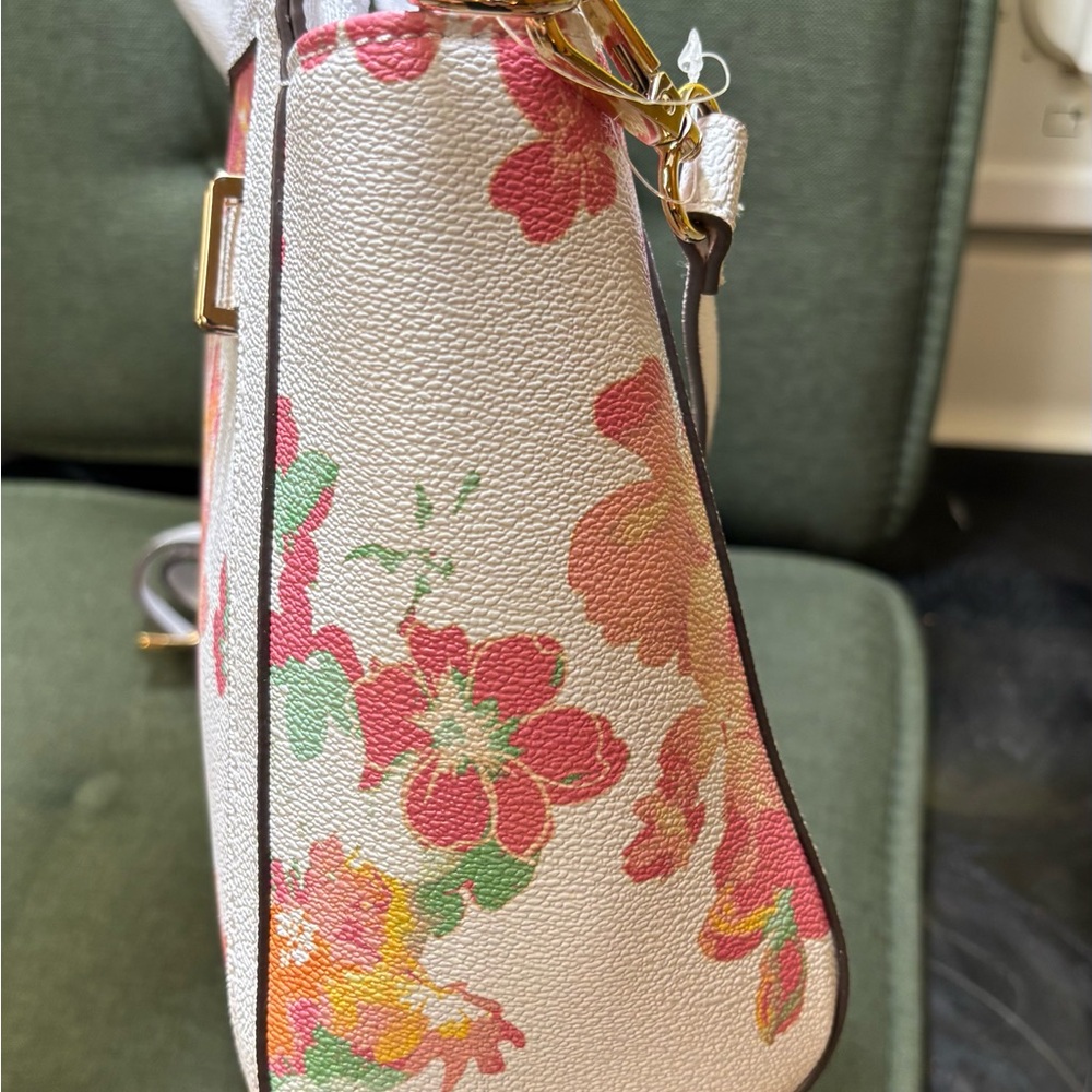Liz Claiborne Satchel pink Floral handbag crossbody purse shoulder bag - Picture 9 of 16